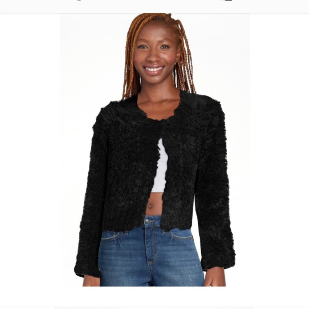 MADDEN NYC Junior's Cropped Faux Fur Blazer Size XS